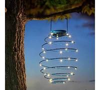 Garden Mile Solar Powered Warm White Copper LED Spiral Hanging Lights Garden Lights Outdoor Lighting Spiralight 39x22cm Pendant Light Lantern Solar Outdoor Lights (Spiral Light x 1)