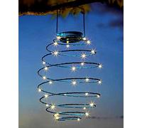 Garden Mile Solar Powered Warm White Copper LED Spiral Hanging Lights Garden Outdoor Lighting (Warm White Spiral Light)