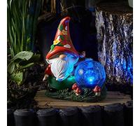 Garden Mile Solar Powered Woodland Wizard LED Light Up Garden Ornament Colour Changing Solar Light Outdoor Light Patio Flower Bed Pathway Novelty Lamp Crystal Effect Globe Lighting (Mushroom)