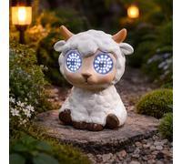 Garden Mile Solar Sheep Garden Ornament with Blinking Eyes - Novelty Outdoor Solar Light Decoration, Waterproof Resin Animal Ornament for Garden, Patio, Lawn & Funny Garden Gifts