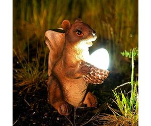 Garden Mile Solar Squirrel Garden Ornament with Glowing Acorn Outdoor | Unique Gift Idea Festive Solar Lights Outdoor Garden Statue for Lawn Patio Balcony Decor Autumn Decoration Gift for Parents