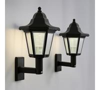 Garden Mile Wall Lanterns, Solar Powered Victorian Style Wall Lighting Outdoor Security Night Lights Mounted Black Waterproof Lamp Antique Style (Single)