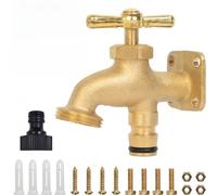 Garden Mile Solid Brass Outdoor Tap Kit - Outside Garden Hose Tap with Union Nut, Flanged Insert, Washer & Fixings, Compatible with Hose Fittings for Garden, Allotment & Yard