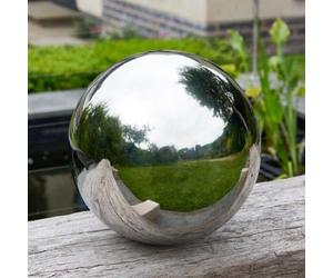 Garden Mile Stainless Steel Gazing Ball - 15cm Silver Polished Mirrored Hollow Ball Reflective Sphere Floating Pond Balls Stainless Steel Garden Ornaments for Garden Decorations (15cm)
