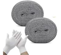 Garden Mile Steel Wool for Mice 2 Pack - Grade 0000 Rodent Control Wire Wool, Gap Filler for Blocking Rats, Mice & Insects, 3m Rolls with Protective Work Gloves