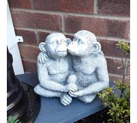 Garden Mile Stone Effect Animal Garden Statue Kissing Monkeys Sitting Monkeys Sculptures Patio Pond & Garden Ornaments Outdoor Home Outdoor Decor Living Room Decor