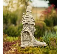 Garden Mile Stone Effect Fairy House Resin Outdoor Statues Ornaments - Weatherproof Outdoor Fairy Garden Ornaments Sculpture for Patio, Yard, Lawn, Grave Ornaments, Garden Décor Outdoor Decorations