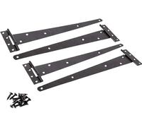 Garden Mile T Hinges 18" (450mm) 4 Pack - Heavy Duty Black Powder Coated Gate Hinges with Screws, Weather Resistant Tee Hinges for Wooden Gates, Shed, Garage & Barn Doors