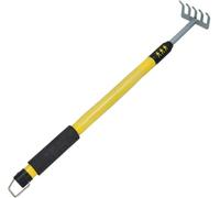 Garden Mile Telescopic Garden Rake - Adjustable Carbon Steel Hand Rake with Cushion Grip Handle, Compact Stand-Up Gardening Tool for Flower Beds, Patio, Borders & Balconies