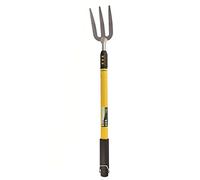 Garden Mile® Telescopic Hand Held Garden FORK | Adjustable Length Carbon Steel with Soft Grip Handle | Black and Yellow | Gardening Farming and Allotments (Telescopic Fork)