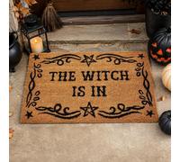 Garden Mile The Witch Is In Door Mat 60x40cm Coir Halloween Gothic Doormat | Non Slip PVC Backing, Witch Home Decor, Welcome Mat, Porch Decor, Sheltered Outdoor Use, Indoor Entrance Mat, Spooky Homeware