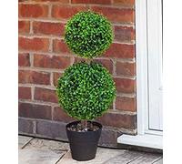 Garden Mile Topiary Tree Ball Boxwood Ornaments: Faux Plants for Indoor/Outdoor Decor. Double or Treble Bobble Design. Perfect for Doorways, Porches, or Decking!