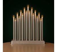 Garden Mile Traditional Christmas Candle Bridge Light Arch Flameless LED Candles Christmas Window Decoration Or Table Decoration Low Voltage Mains Operated. (Silver - 17 Pipe)