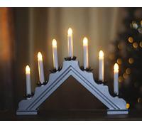 Garden Mile Silver Wooden Christmas Candle Bridge - Festive Traditional LED Lights Flameless Candles Large Christmas Decorations Indoor Living Room, Window Decoration Candlebridge
