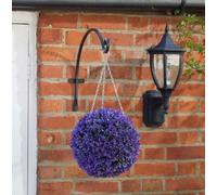 Garden Mile Artificial Topiary Ball Hanging Fake Flowers Vivid Violet Faux Floral Bouquet with Hanging 3 Way Chain Garden Outdoor Decoration Purple Artificial Flower Plant