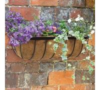 Garden Mile Wall Mount Flower Trough Planter 24'' Garden Hanging Flower Basket Metal Plant Holder Outdoor Plant Pot Planter with Wall Mount Flower Pot Basket Integral Coco Liner for Easy Planting