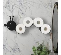 GardenMile Black Metal Caterpillar Wall Mounted Free Standing Animal Toilet Paper Holder - Bathroom Loo Roll Storage - Holds up to 4 Rolls - Novelty Bathroom Storage