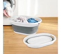Garden Mile Washing Basket, Collapsible Laundry Container Storage Compact 22L Pop Up Linen Basket. Oval Plastic & Silicone. Sturdy Folding Storage Container. Neat, tidy space saving storage basket
