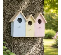 Garden Mile® Novelty 3 In 1 Wooden Wild Garden Bird Houses Nesting Box Predator Proof Small Birds Sparrows, Tits Robin Nester Garden Ornament