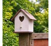Garden Mile® Large White Wooden Garden Bird Nesting Box Birdhouse Shabby Chic Loveheart Robin Nester For Small Garden Birds