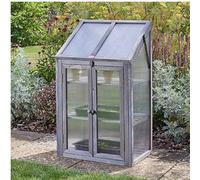 Garden Mile 3-Tier Wooden Cold Frame Mini Greenhouse, 3.28ft/1m Tall with Shelves, Hinged Lid and Polycarbonate Glazing, Ideal for Seedlings, Vegetables and Flowers (Small Grey)