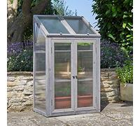 Garden Mile Wooden Mini Cold Frame Small Garden Greenhouse Growing Plant Protection Waterproof Weather Resistant Suitable for Outdoor Vegetables, Flowers and Seed Germination (Tall Grey)