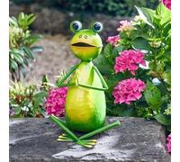 Garden Mile Yoga Frog Metal Garden Ornaments Outdoor Animals Weatherproof Hand Painted Garden Sculptures & Statues For Indoor Outdoor Decoration Ideal for Flowerbeds Patio Lawn Large Frog Figure