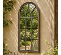 Garden Mirror, Arched Weatherproof Antique Bronze Effect Outdoor Mirror for Wall Fence or Shed, Decorative Window Style Wall Art for Patio Courtyard or Garden, 70cm, Rust-proof, Shatter-resistant