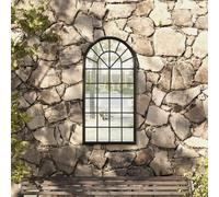 Garden Mirror, Black, 90 x 45 cm, Iron with Antique Rust Effect, Weatherproof Wall Mirror for Garden, Patio and Outdoor, Decorative Wall Mounting, Light Reflection and Room Enlargement
