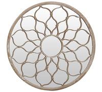 Garden Mirror Sand 40 x 3 cm Iron Round Wall Mirror for Outdoor Use with Flower Design for Wall Mounting and Light Reflection in the Garden for Decoration and Room Enlargement