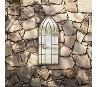 Garden Mirror Sand 70x30 cm Iron for Outdoor Use Hanging Wall vidaXL