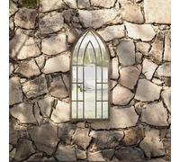 Garden Mirror Sand 70x30 cm Iron for Outdoor Use Berkfield Home Beige One Size