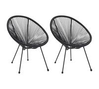 Garden Moon Chairs 2 pcs Rattan Black
