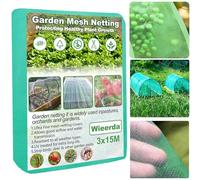 Garden Netting, 3 x 15M Ultra Fine Mesh Insect Netting for Protection Vegetables Plants Fruits Flowers Crops Greenhouse, Green Anti Bird Butterfly Net Cover for Outdoor Patio