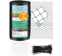Garden Netting 4m x 12m, 30g/m² Heavy Duty HDPE Woven Mesh, 1.2x1.2cm Anti Bird Netting, UV Resistant Plant Net Reusable Net for Vegetable Beds, Fruit Trees, Pond, Includes Cable Ties & Ground Pegs