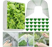 Garden Netting Kit,3X10M Fine Mesh Barrier Netting with 8PCS Garden Hoops ＆ 24 Clips,Bug Netting Raised Beds Row Cover Protect Vegetables Plants Flowers from Pests Insect Bird,Easy Assembly（有专利）