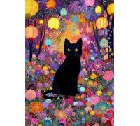 Garden Night Cat 500 Piece Jigsaw Puzzles for Adults, Fun jigsaw puzzles 500 pieces, Challenging Puzzle Perfect for Game Nights, Finished Puzzle Size is 52x38cm