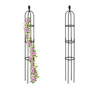 Relaxdays Garden Obelisk, Set of 2, 160 x 20 cm, Support for Climbing Plants, Free-Standing, Metal, Rose Cage, Black, Steel