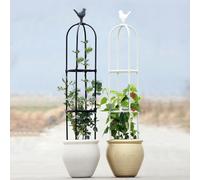 Garden obelisk, trellis for climbing plants outdoor, small trellis for potted plants, Tomato Cage White, Black obelisk Indoor high 25.6/33.5/45.3/57/65/68.9/80.7in(Black,D 7.9x H 57in)