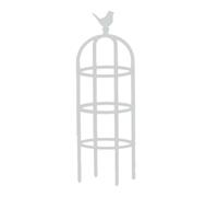 Garden Obelisk Trellis, Metal & Plastic Plant Support, 85-205cm Adjustable Climbing Tower with Bird Top, Indoor/Outdoor Tomato Ca, White, 25cm Diameter, 145cm Height
