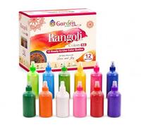 Garden Of Arts® Assorted Rangoli Colors Set, 12 Bottles, Multicolor | Easy-Squeeze Tubes, For Rangoli Design, Festival Decoration, Diwali, Holi, Wedding & Party Décor