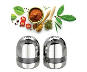 Garden Of Arts Stainless Steel Salt and Pepper Shakers Holders in Oval Egg Shape for Your Kitchen Travel and Dining in Pair