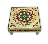 Garden Of Arts Worship House Small Wood/Meena Chauki/Patla/Pooja bajot/moti bajot/chorang/Gift Article/puja Item (5 x 5 Inches) Golden