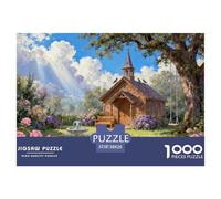 Garden of Prayer Chapel Wooden Jigsaw Puzzle Waterproof 1000 Piece Puzzles for Adults Impossible Challenging Games
