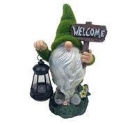 Garden Ornament Gonk Solar Lantern Flocked Grass Gnome Welcome Home Decor Santa 35cm