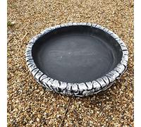 Garden Ornaments & Accessories Round Log Effect With Leaves Ground Bird Bath or Replacement Top Black and White