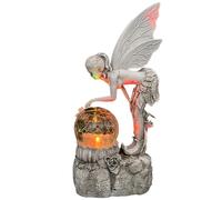 Garden Ornaments Fairy Garden Ornaments with 7 Color Solar Light Waterproof Resin Garden Fairy Ornaments Lovely Angel Ornament for Patio Lawn Yard Garden Decorations Standing