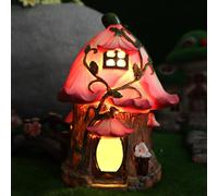 Garden Ornaments Outdoors, Solar Powered Fairy Houses, Waterproof Resin Ornaments, Fairy Mushrooms House With Solar-Powered Light, Solar Toadstool House For Placing In Your Garden Indoor Outdoor Decor