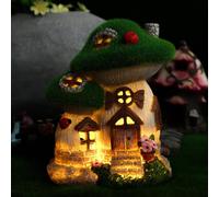 Garden Ornaments Outdoors, Solar Powered Fairy Houses, Waterproof Resin Ornaments, Fairy Mushrooms House With Solar-Powered Light, Solar Toadstool House For Placing In Your Garden Indoor Outdoor Decor