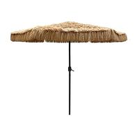 Garden Outdoor Crank Up Parasol Umbrella Beach Straw Parasol Umbrella with Hand Crank Handle, Waterproof Sun Shade Outdoor Straw Umbrella, for Garden Pool Patio Raffia